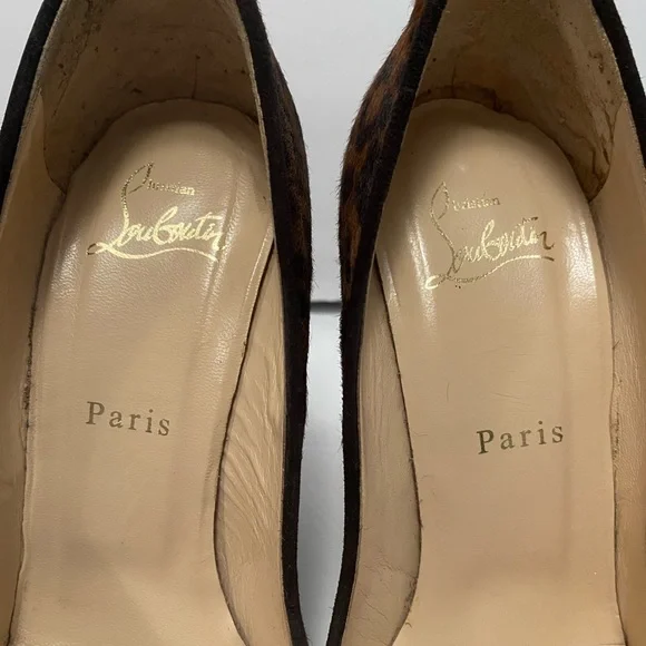 Christian Louboutin Open Toe Pumps Heels Ponyhair leopard 37